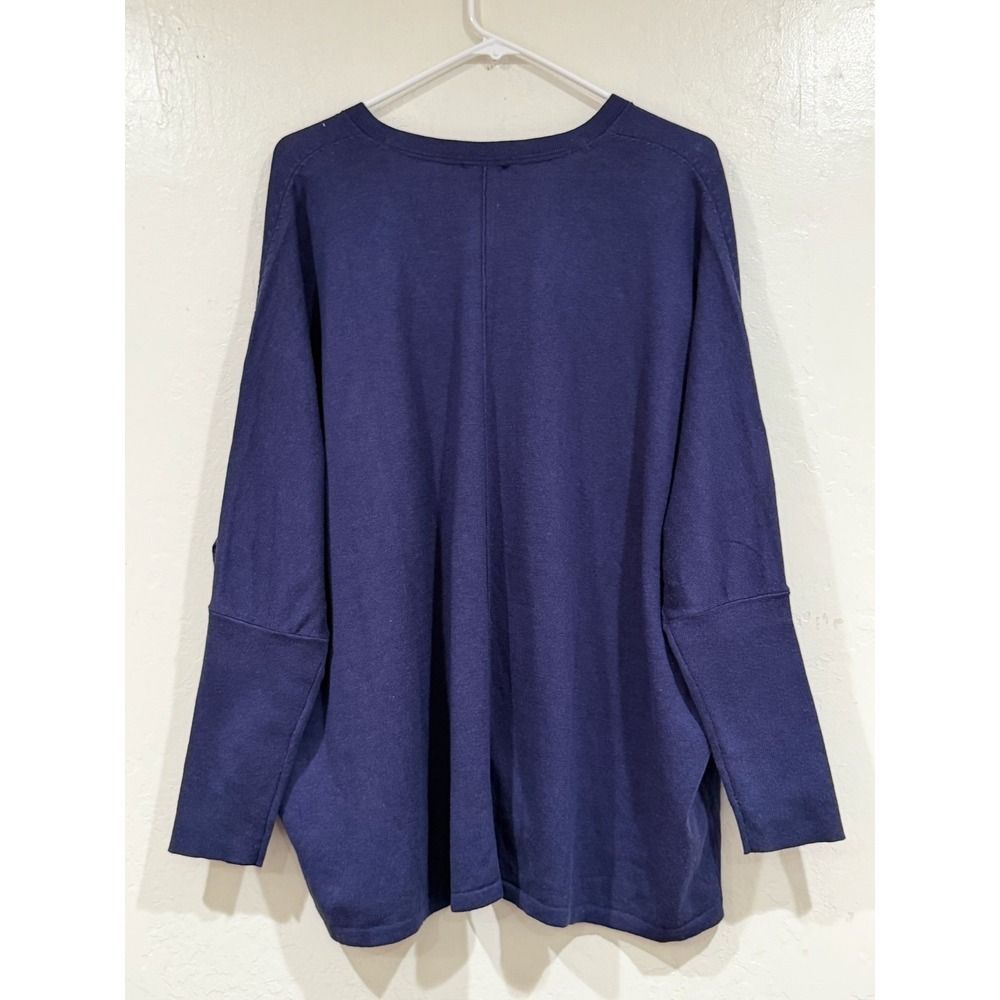 Pure Jill J. Jill V-Neck Oversized Cotton Blend Sweater Eclipse Blue NWT Size L - Picture 3 of 8